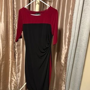 Connected Apparel Red and Black Long Sleeve Dress